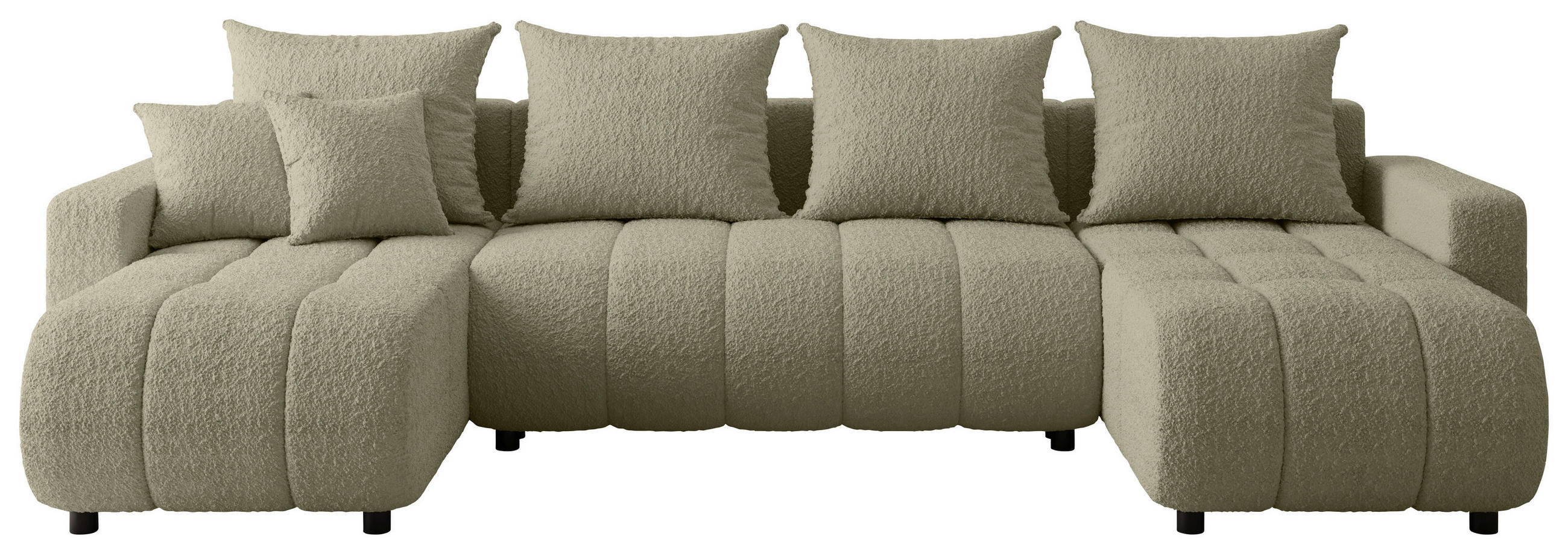 WOHNLANDSCHAFT Beige Bouclé  - Beige/Schwarz, MODERN, Kunststoff/Textil (150/312/150cm) - Carryhome