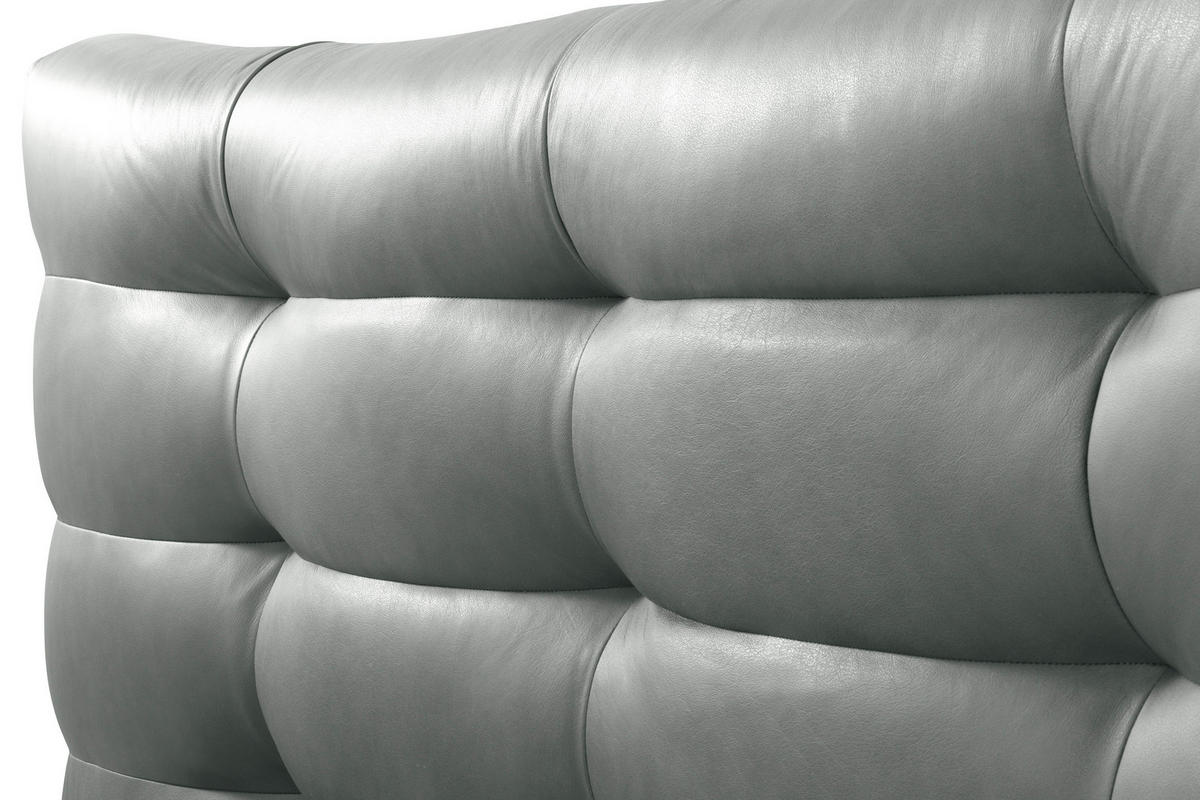 POLSTERBETT gepolstertes Kopfteil Grau 180/200 cm  - Schwarz/Grau, Design, Leder/Metall (180/200cm) - Esposa