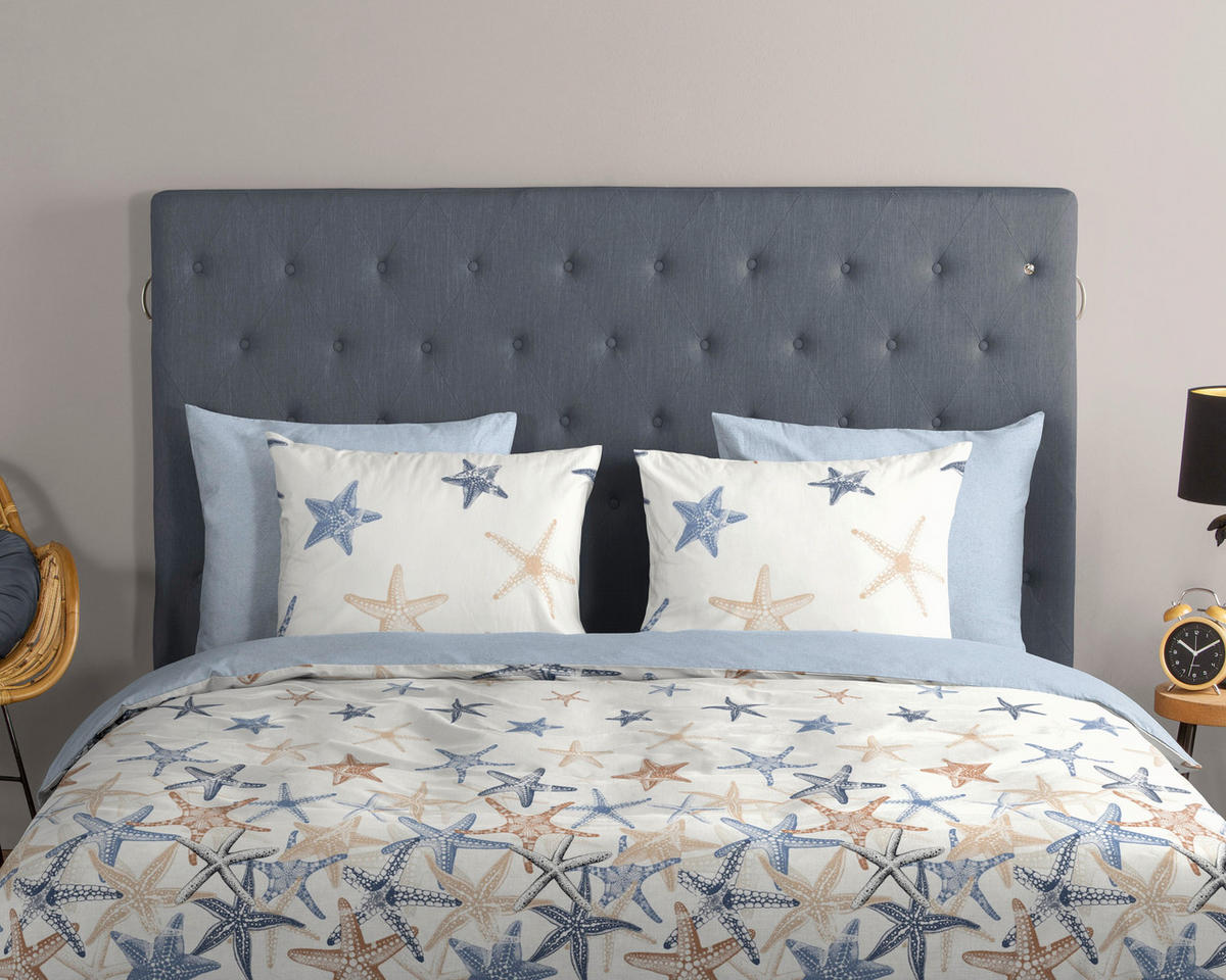 WENDEBETTWÄSCHE 2-teilig Good Morning Renforcé 140/200 cm  - Blau/Multicolor, Basics, Textil (140/200cm)