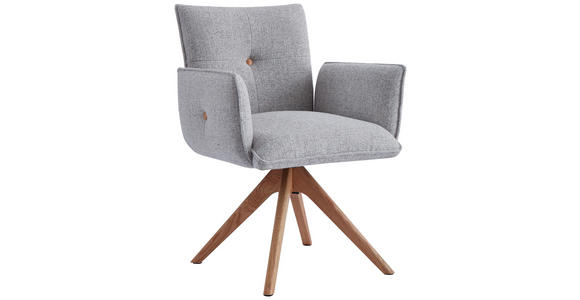ARMLEHNSTUHL in Webstoff - Taupe/Eichefarben, Design, Holz/Textil (63/63/82cm) - Novel