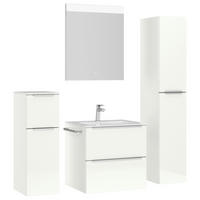 BADEZIMMER 5-teilig  in 121 cm  - Edelstahlfarben/Weiß Hochglanz, MODERN, Holzwerkstoff/Stein (121cm) - Nobilia