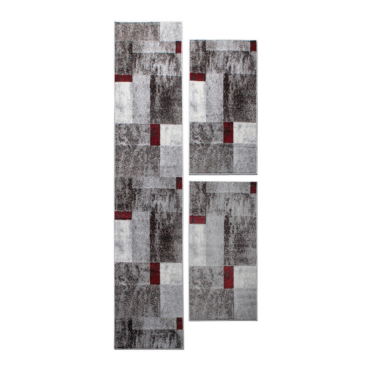 LÄUFER 67/620 cm Phoenix 3er Set  - Rot/Grau, Design, Kunststoff/Textil (67/620cm) - Novel