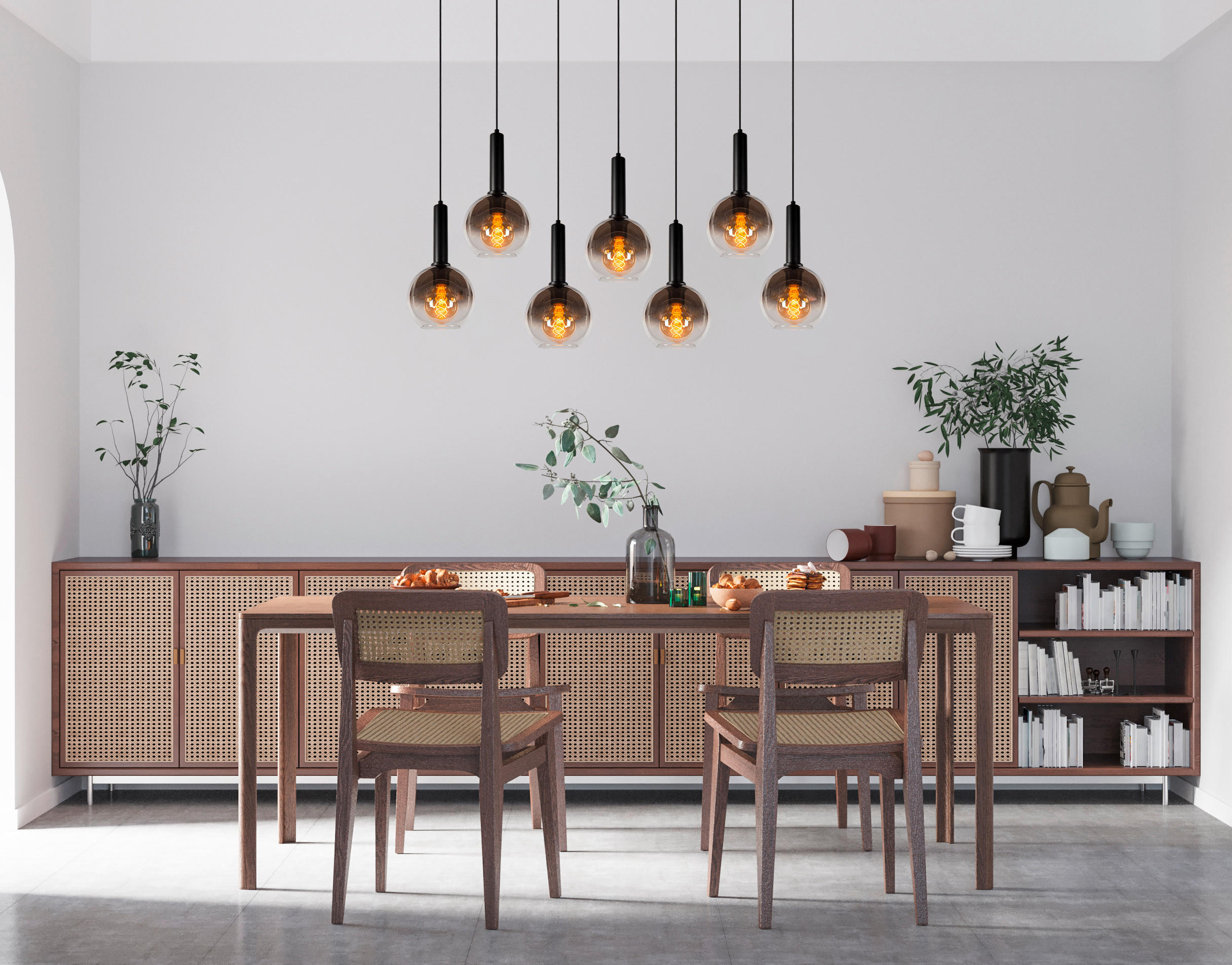 HÄNGELEUCHTE Marius 130/30/150 cm   - Schwarz, Design, Glas (130/30/150cm) - Lucide