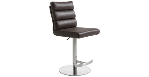 BARHOCKER in Metall, Textil Edelstahlfarben, Dunkelbraun - Edelstahlfarben/Dunkelbraun, Design, Textil/Metall (42/117/58,50cm) - Cantus