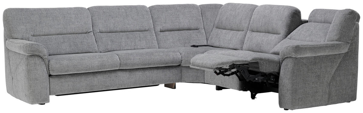 ECKSOFA in Chenille Grau  - Schwarz/Grau, Konventionell, Kunststoff/Textil (282/252cm) - Himolla