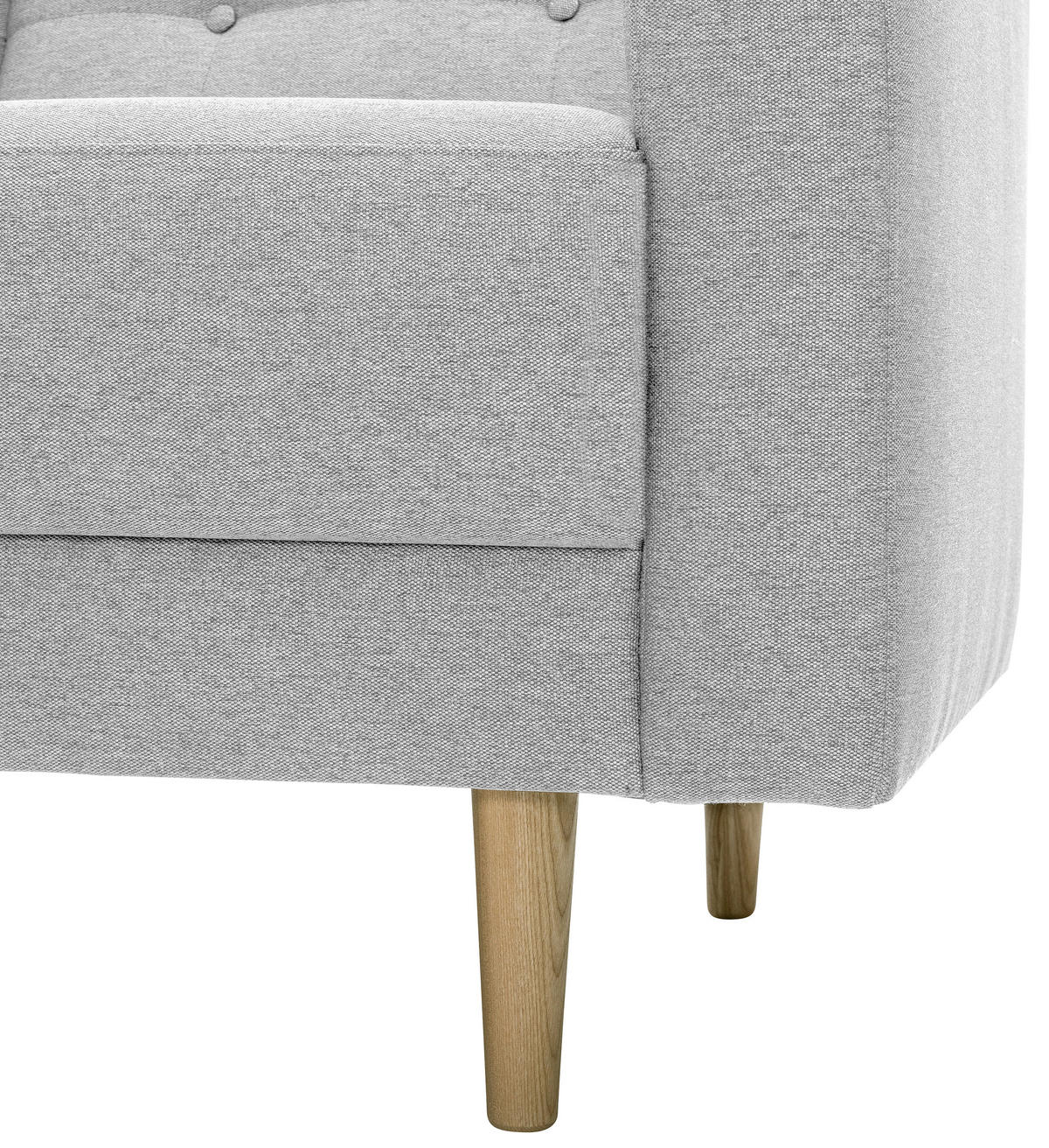2-SITZER-SOFA in Flachgewebe Hellgrau  - Eschefarben/Hellgrau, Modern, Holz/Textil (128/81/83cm) - Max Winzer