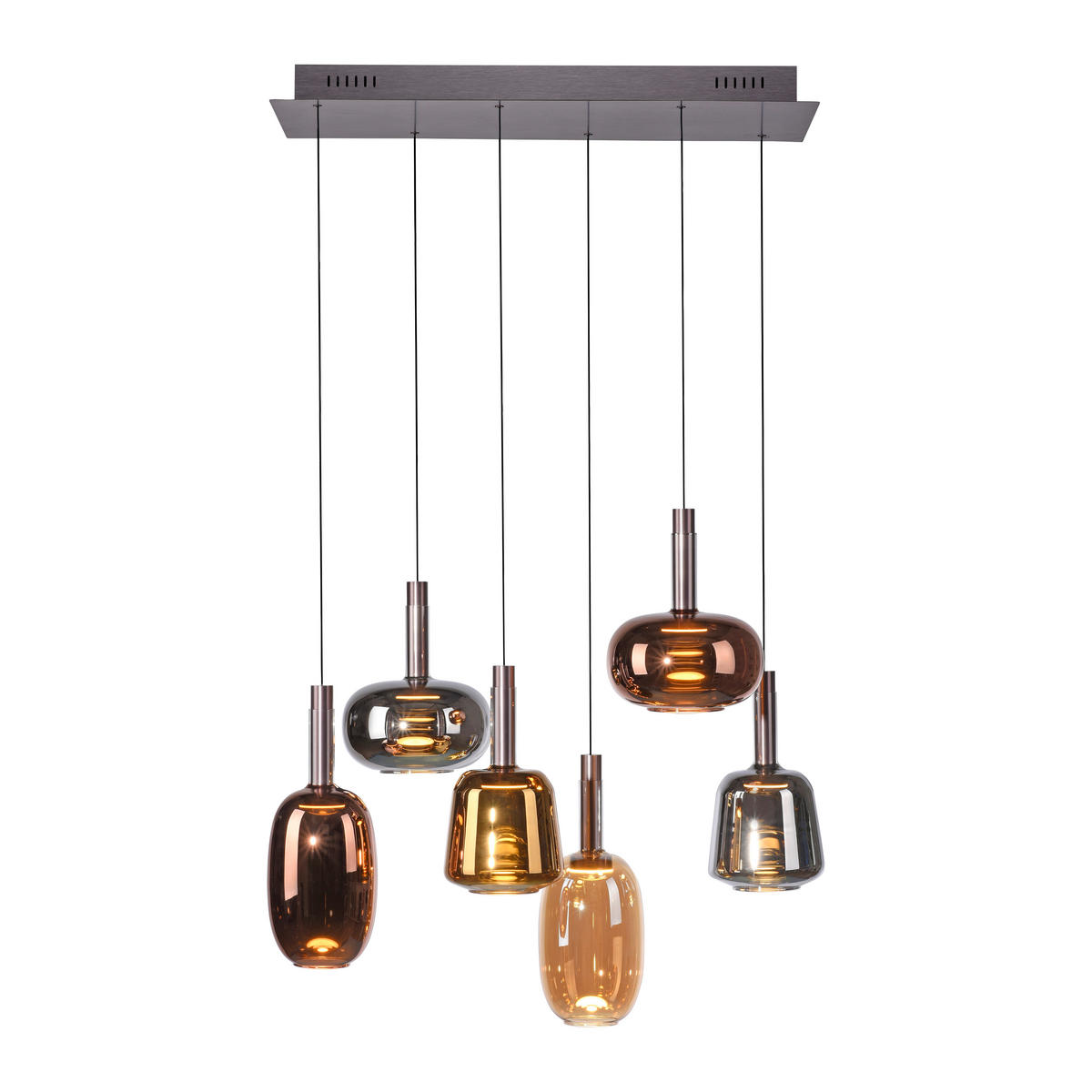 LED-HÄNGELEUCHTE 90/42/200 cm   - Hellbraun, Basics, Glas/Metall (90/42/200cm) - Paul Neuhaus