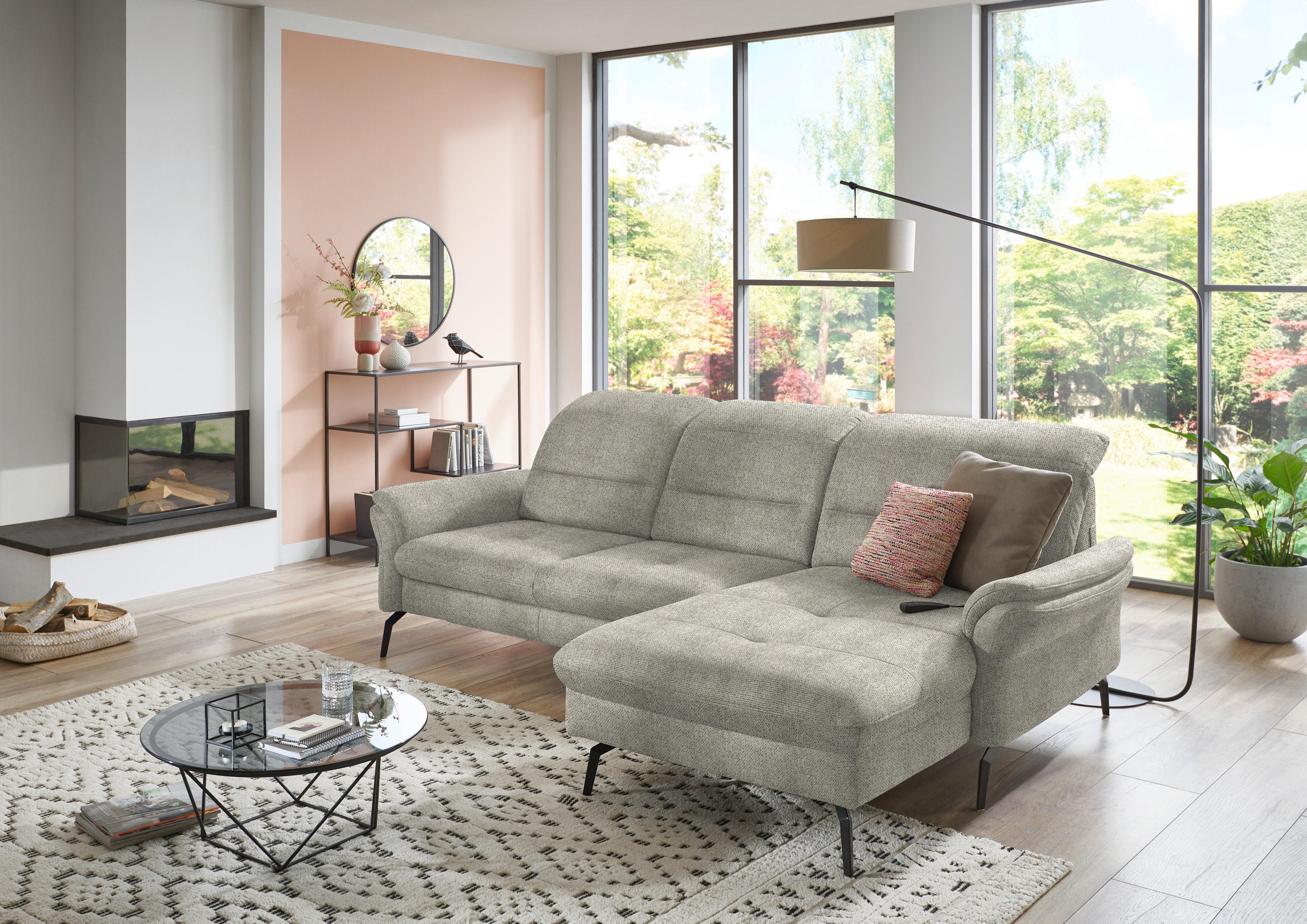 ECKSOFA in Flachgewebe Braun, Grün  - Schwarz/Braun, Konventionell, Textil/Metall (260/181cm) - Beldomo Speed