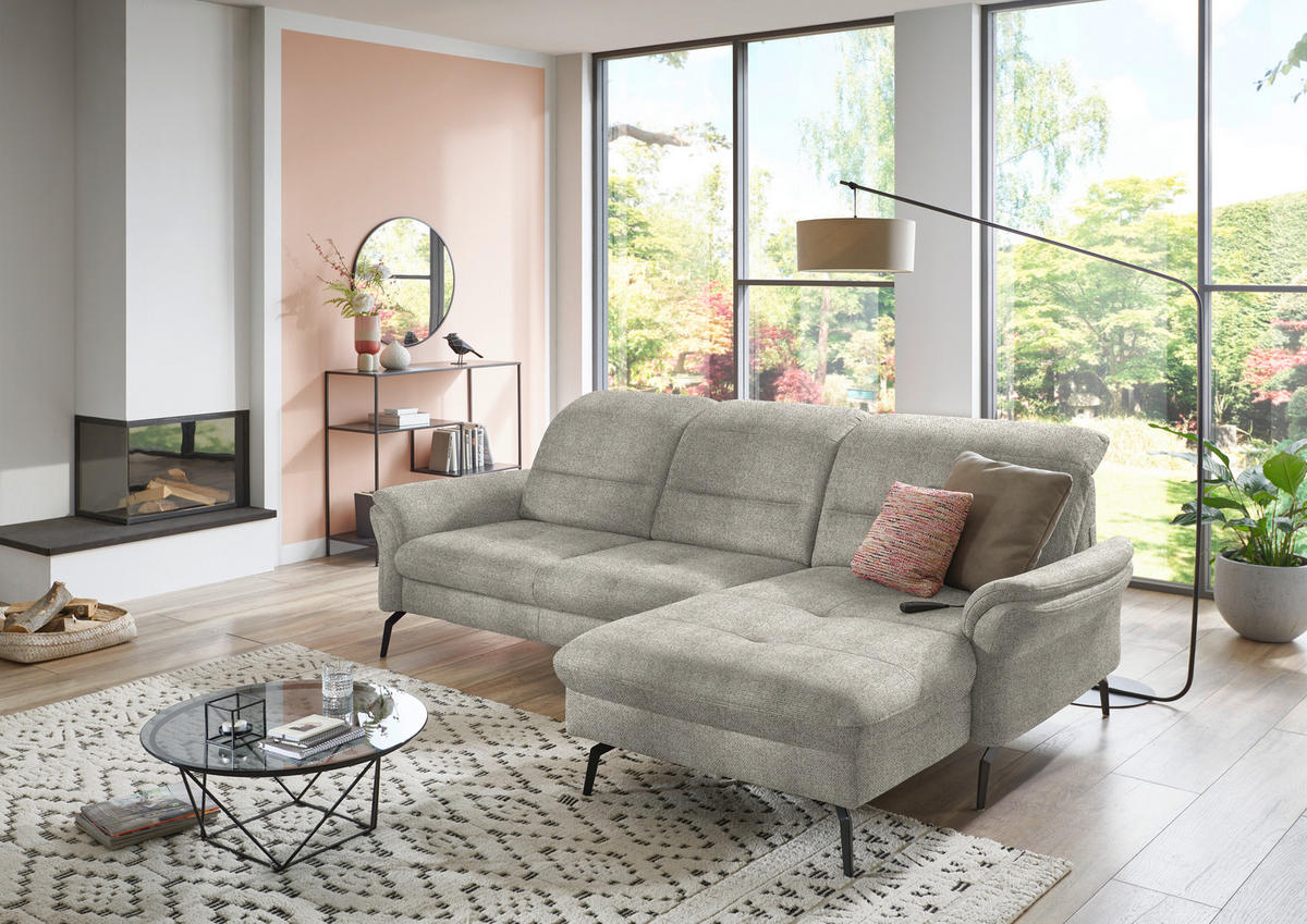 ECKSOFA in Flachgewebe Braun, Grün  - Schwarz/Braun, Konventionell, Textil/Metall (260/181cm) - Beldomo Speed