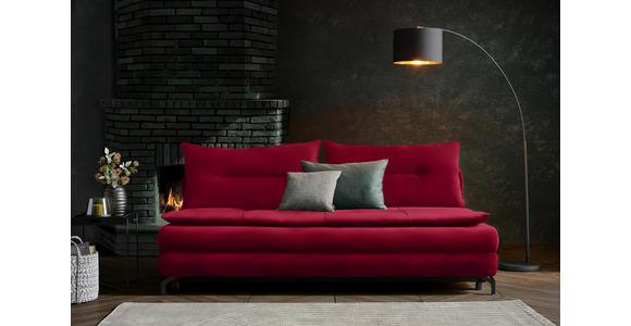 SCHLAFSOFA in Flachgewebe Rot - Rot/Schwarz, MODERN, Textil/Metall (208/73/92/102cm) - Novel