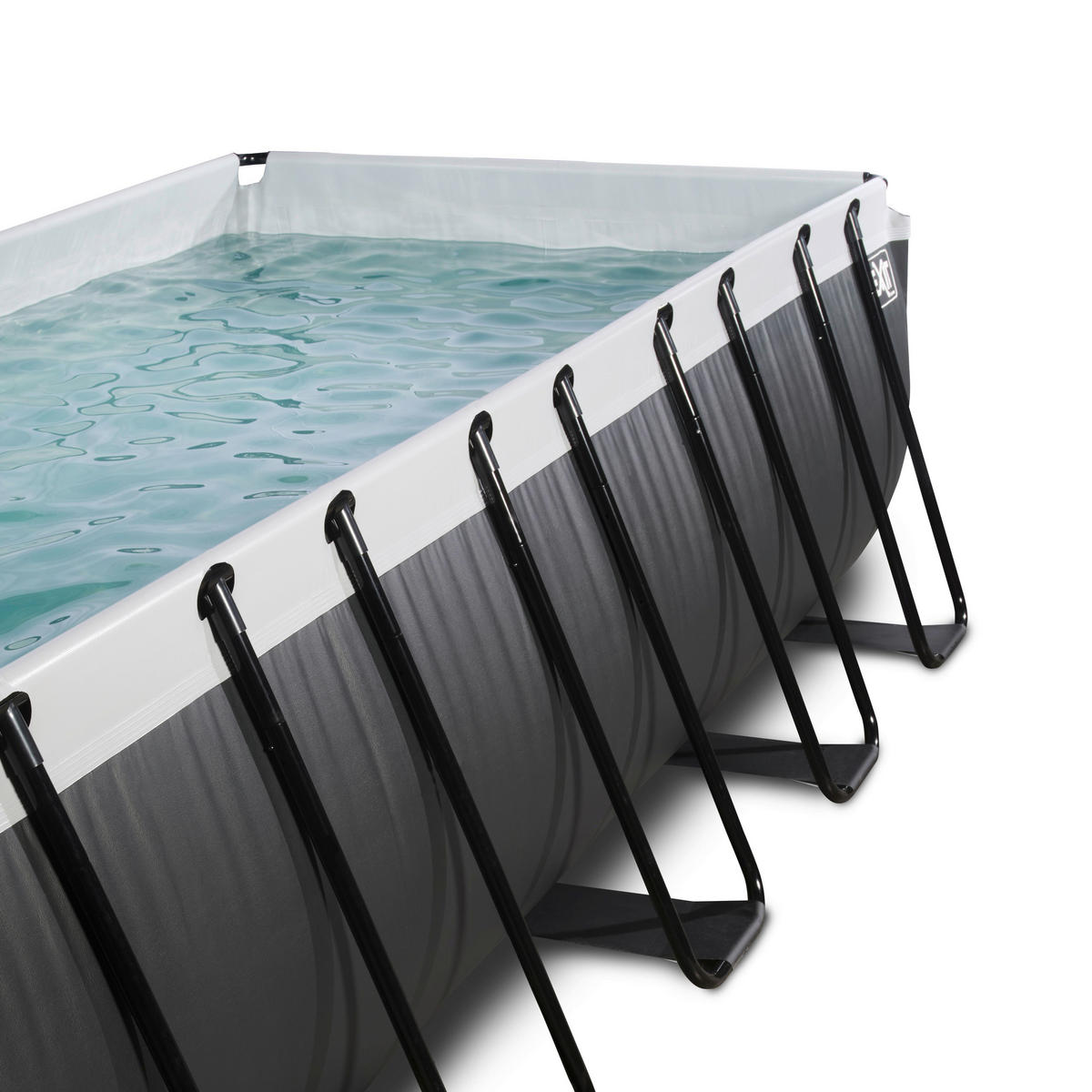 POOL-SET BLACK 540/250/122 cm  - Schwarz, KONVENTIONELL, Metall (540/250/122cm) - EXIT Toys