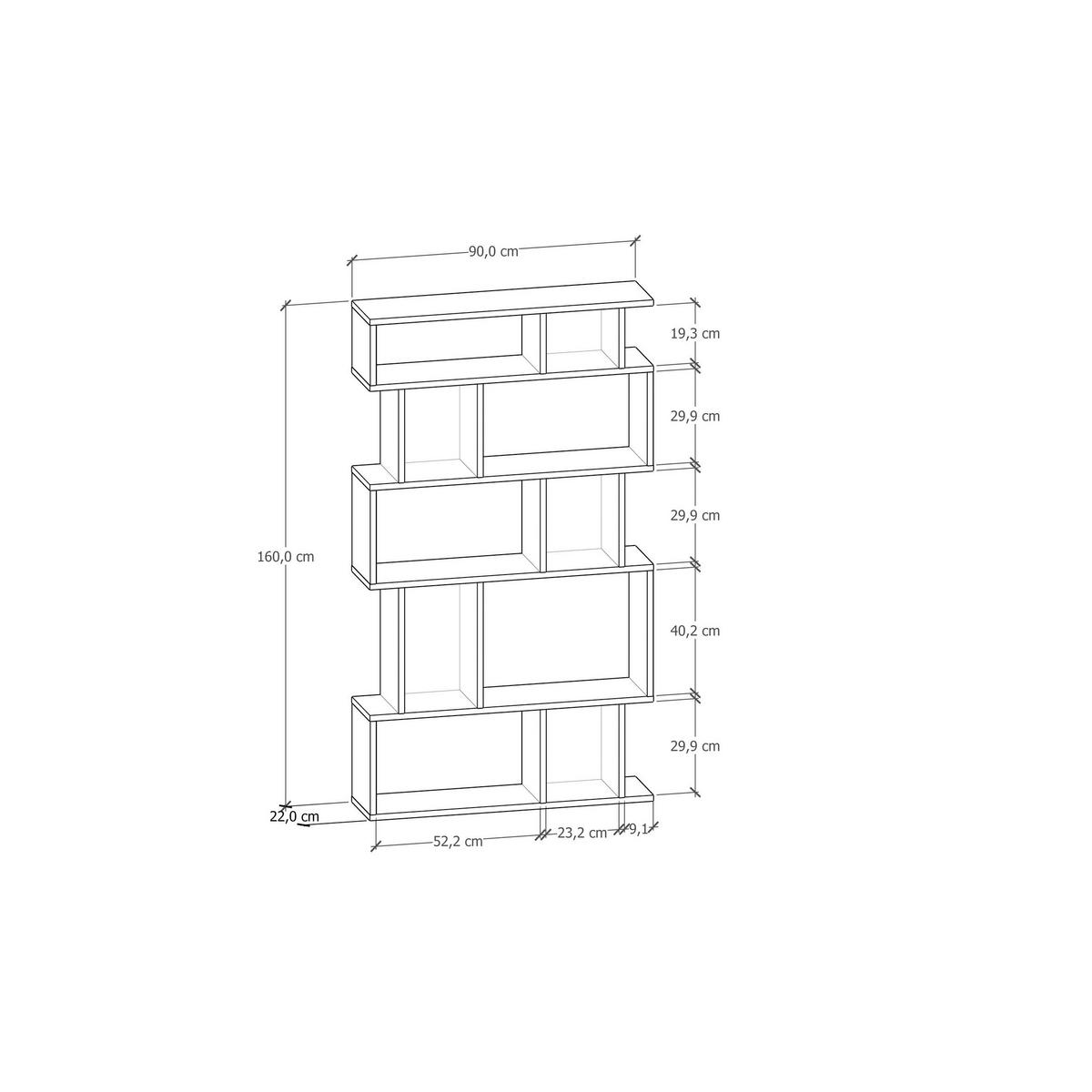 WANDREGAL 90/160/22 cm  - Weiss, Design, Holzwerkstoff (90/160/22cm) - Livetastic