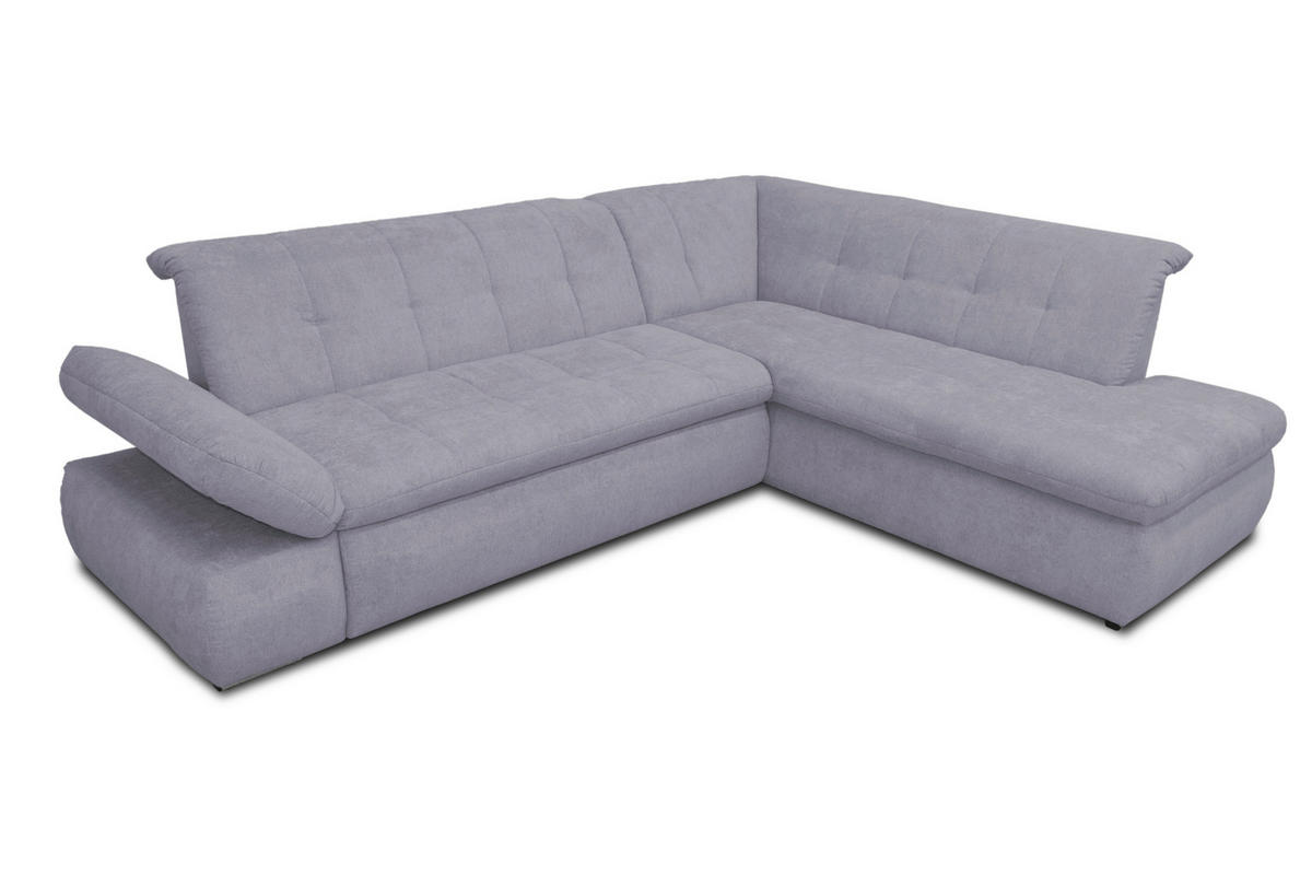 ECKSOFA Grau Mikrofaser  - Chromfarben/Grau, KONVENTIONELL, Textil/Metall (273/216cm) - MID.YOU