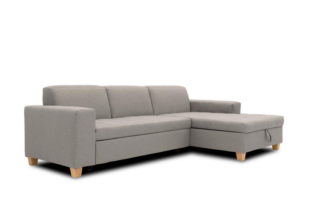 ECKSOFA SUGAR Silberfarben Webstoff  - Chromfarben/Silberfarben, Basics, Textil/Metall (266/162cm) - MID.YOU