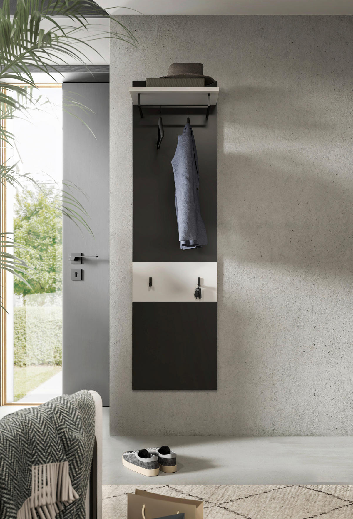 GARDEROBENPANEEL  in 45/165/29 cm  - Weiß/Grau, Design, Holzwerkstoff (45/165/29cm) - Livetastic