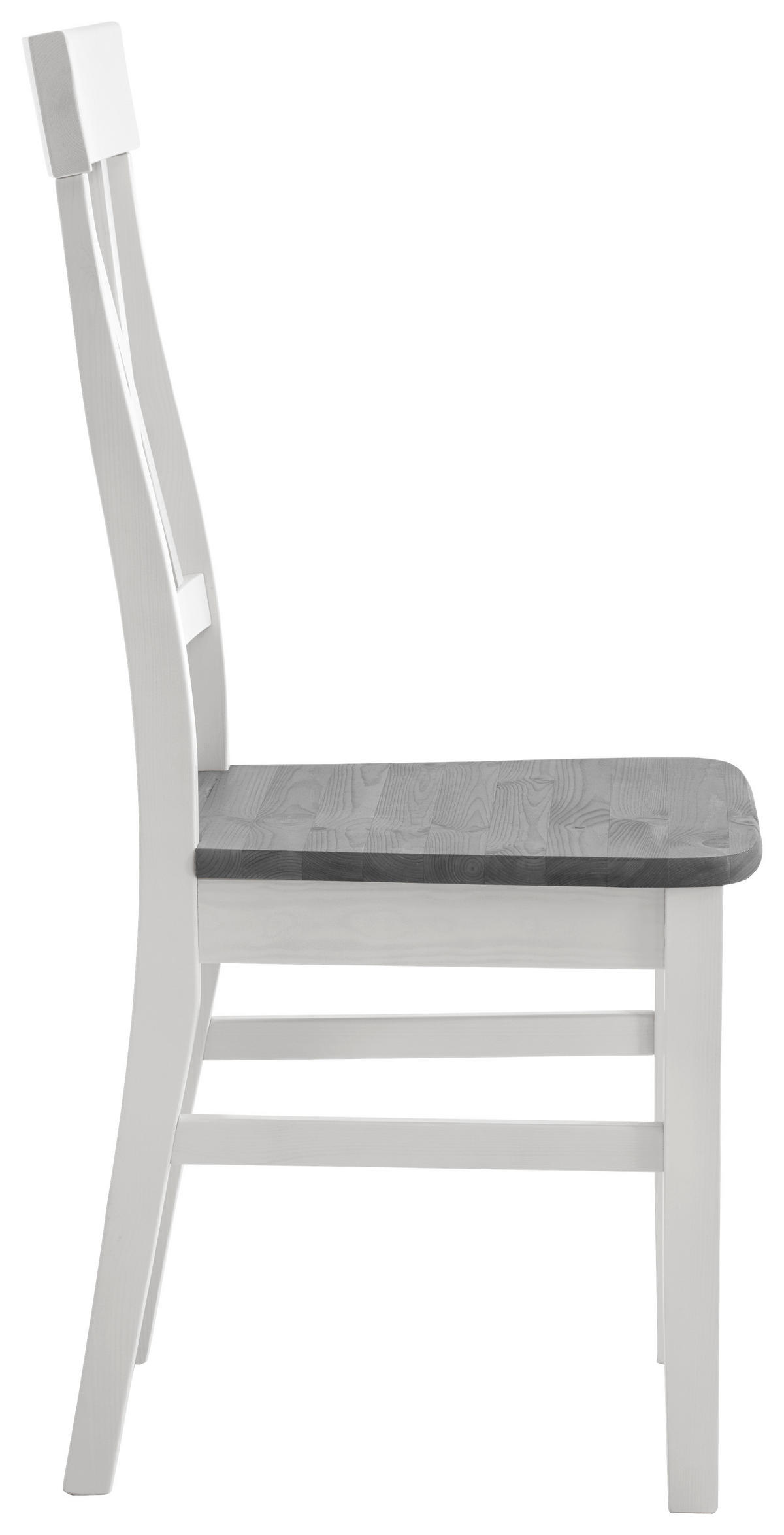 STUHL Weiß, Grau Kiefer massiv  - Weiß/Grau, ROMANTIK / LANDHAUS, Holz (45/94/43cm) - Boxxx