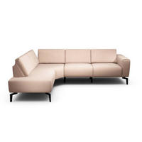 ECKSOFA in Chenille Rosa  193/256 cm  - Schwarz/Rosa, Design, Textil/Metall (193/256cm) - SENSOO