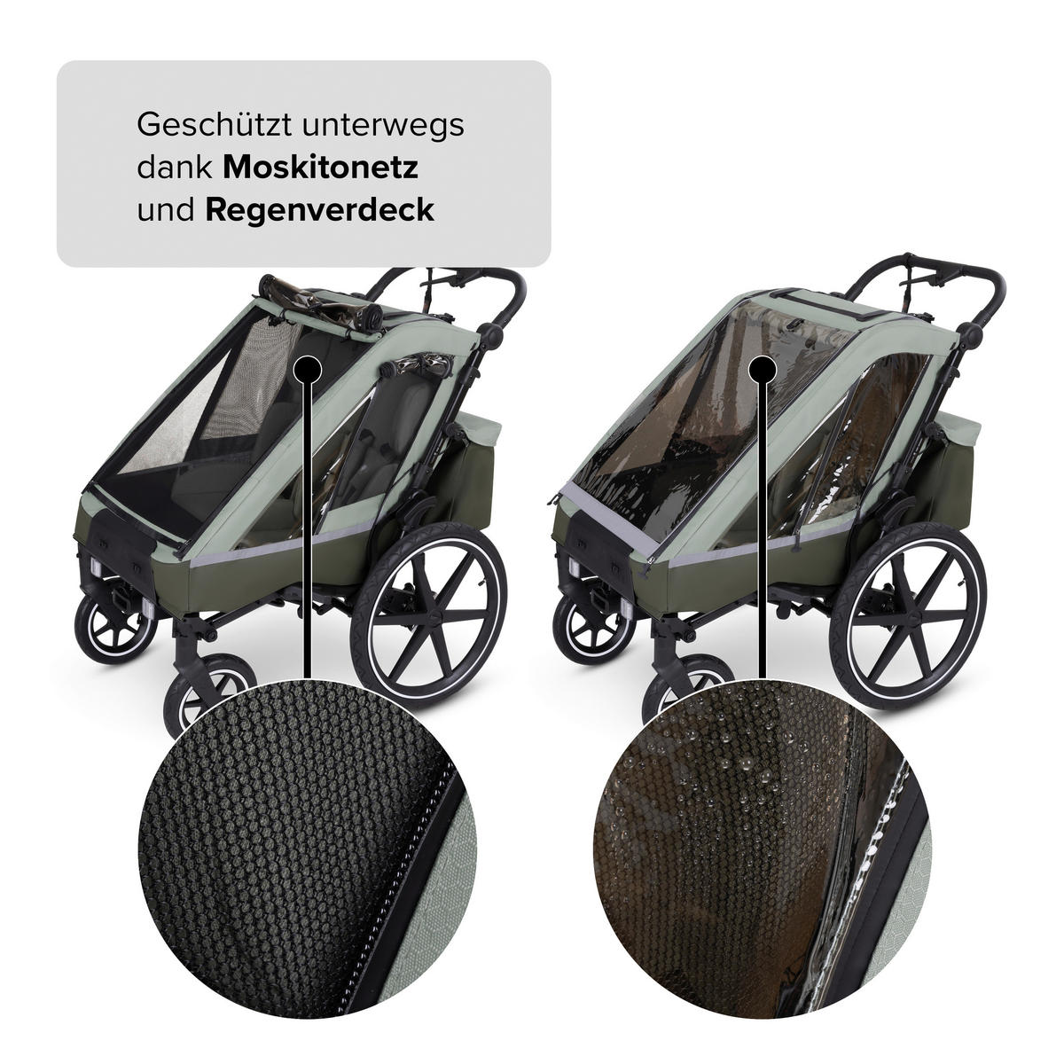 FAHRRADANHÄNGER - Olivgrün, Basics, Textil (109/80.5/111cm) - ABC Design