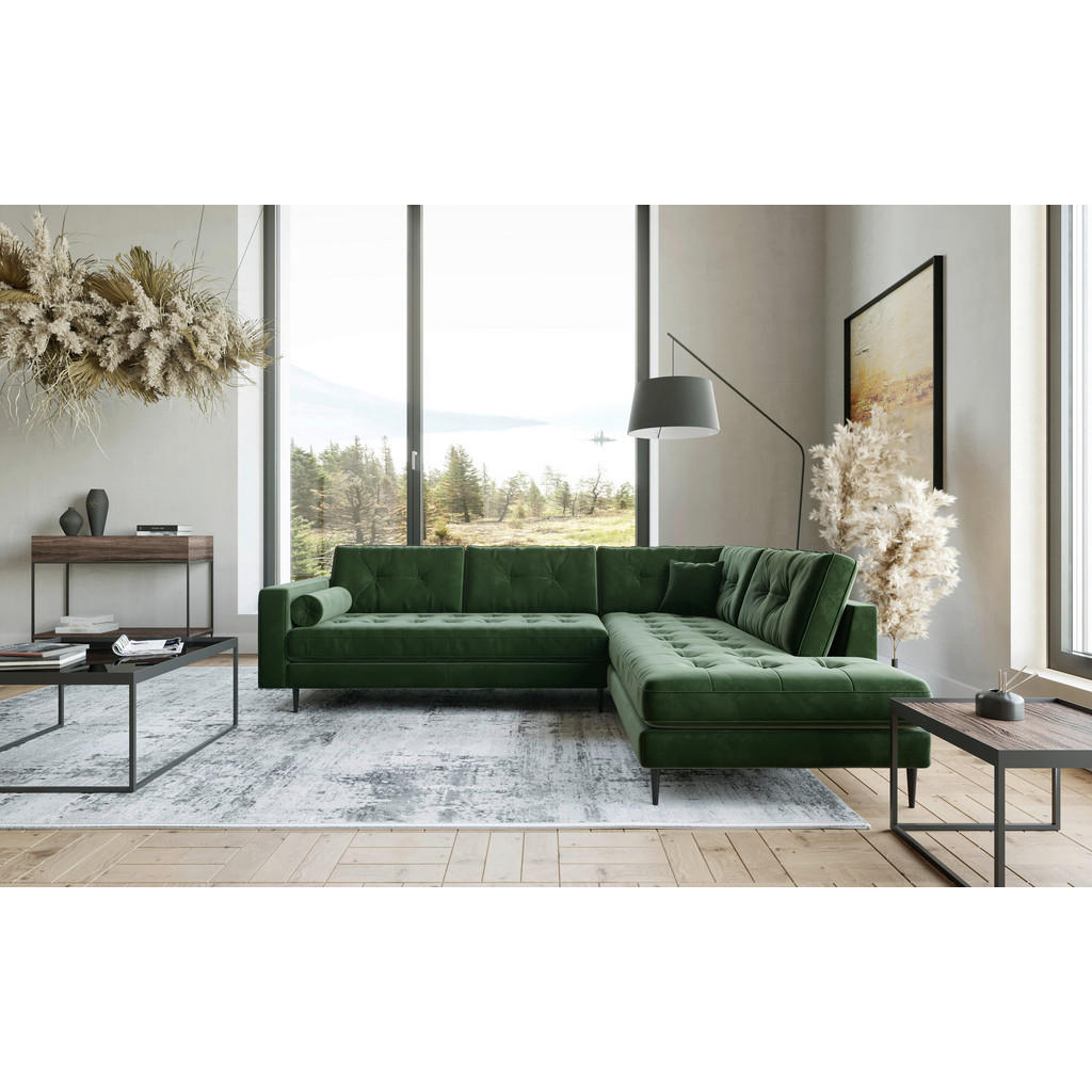 Thumbnail - Livetastic Ecksofa Scott, Olivgrün, Textil, 4-Sitzer, Füllung: Daunen, Silikon,Silikon, Ottomane rechts, L-Form, 259x205...