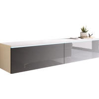 LOWBOARD D140  in 140/30/33 cm  - Grau Hochglanz/Weiß, LIFESTYLE, Holzwerkstoff/Kunststoff (140/30/33cm) - P & B