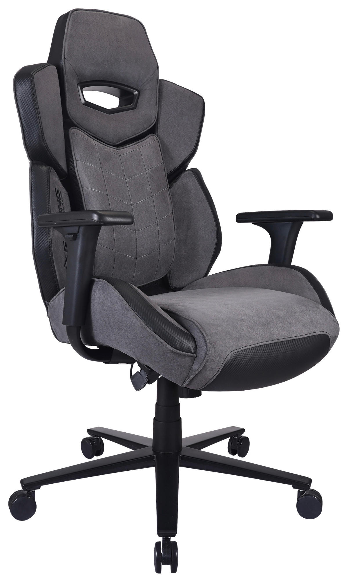 GAMINGSTUHL  in Lederlook, Netzbespannung Grau, Schwarz  - Schwarz/Grau, MODERN, Kunststoff/Textil (68/114-122/68cm) - BX Gaming