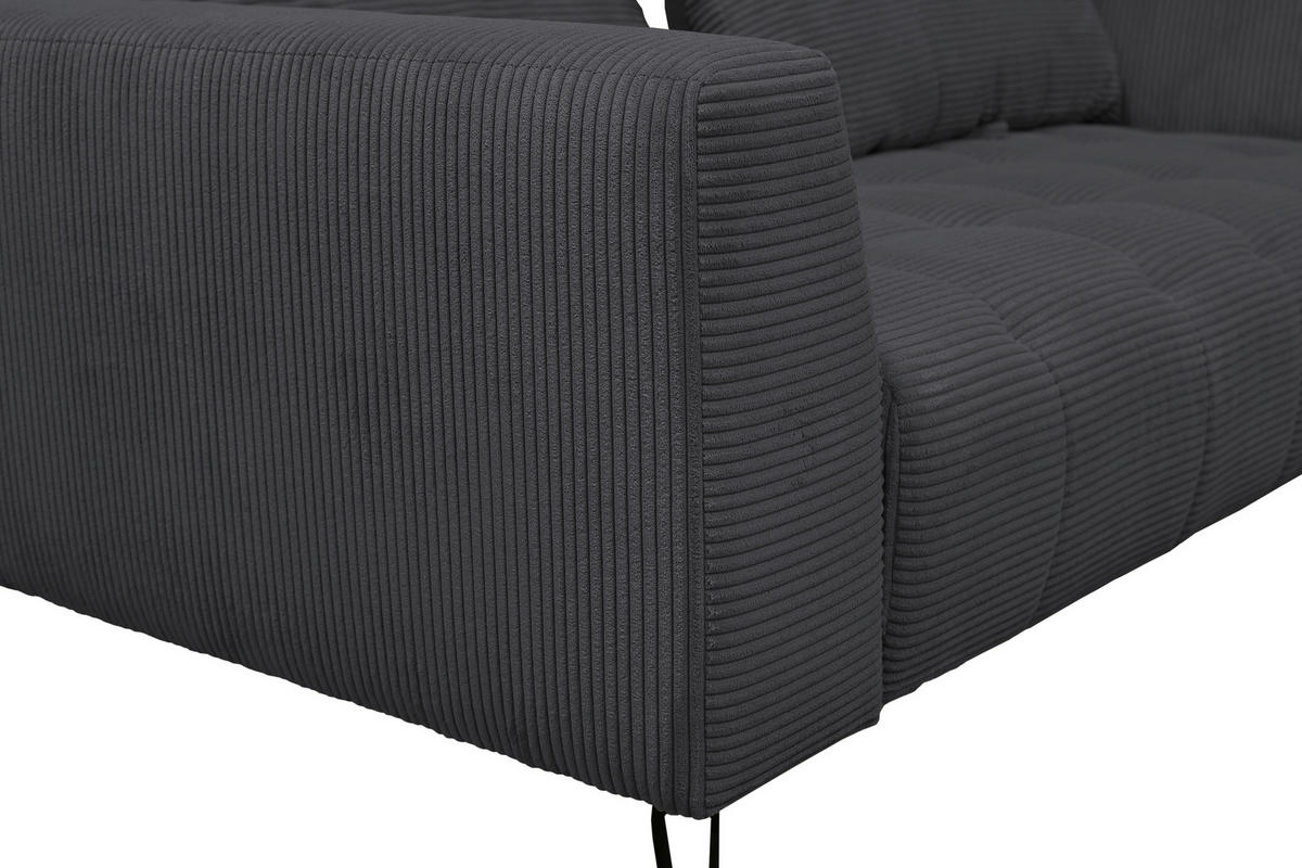 BIGSOFA Cord Anthrazit  - Anthrazit/Schwarz, KONVENTIONELL, Textil/Metall (246/100/116cm) - Carryhome