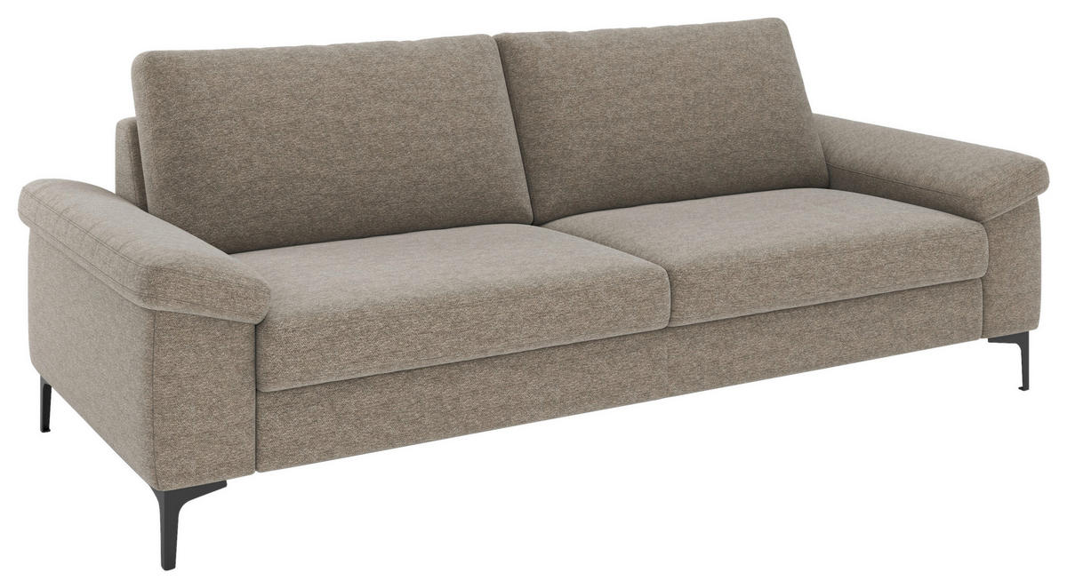 3-SITZER-SOFA Flachgewebe Taupe  - Taupe/Schwarz, Design, Holzwerkstoff/Textil (226/89/97cm) - Pure Home Lifestyle