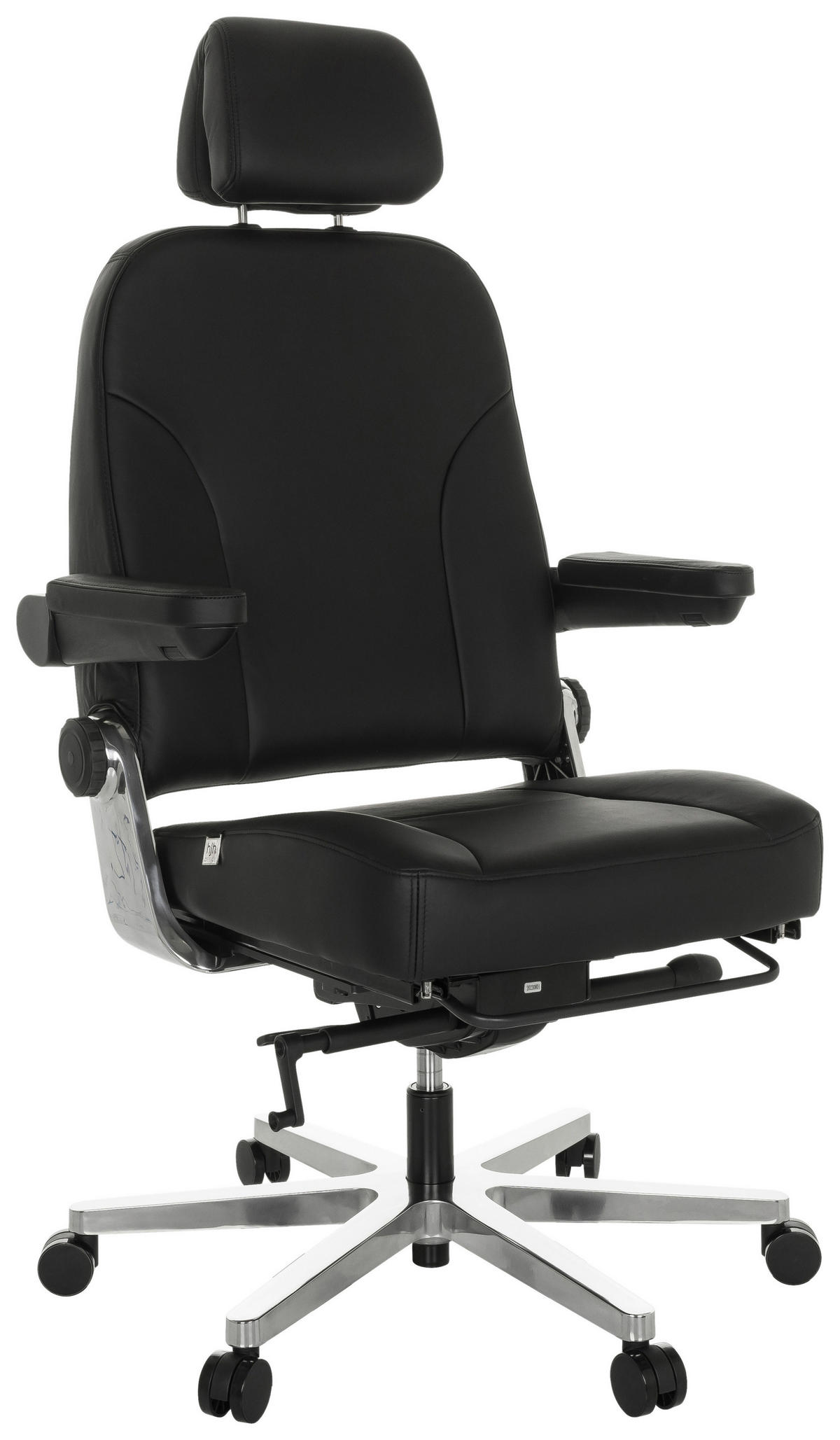 CHEFSESSEL  in Schwarz  - Silberfarben/Schwarz, Basics, Leder/Metall (70/123-133/63cm) - MID.YOU