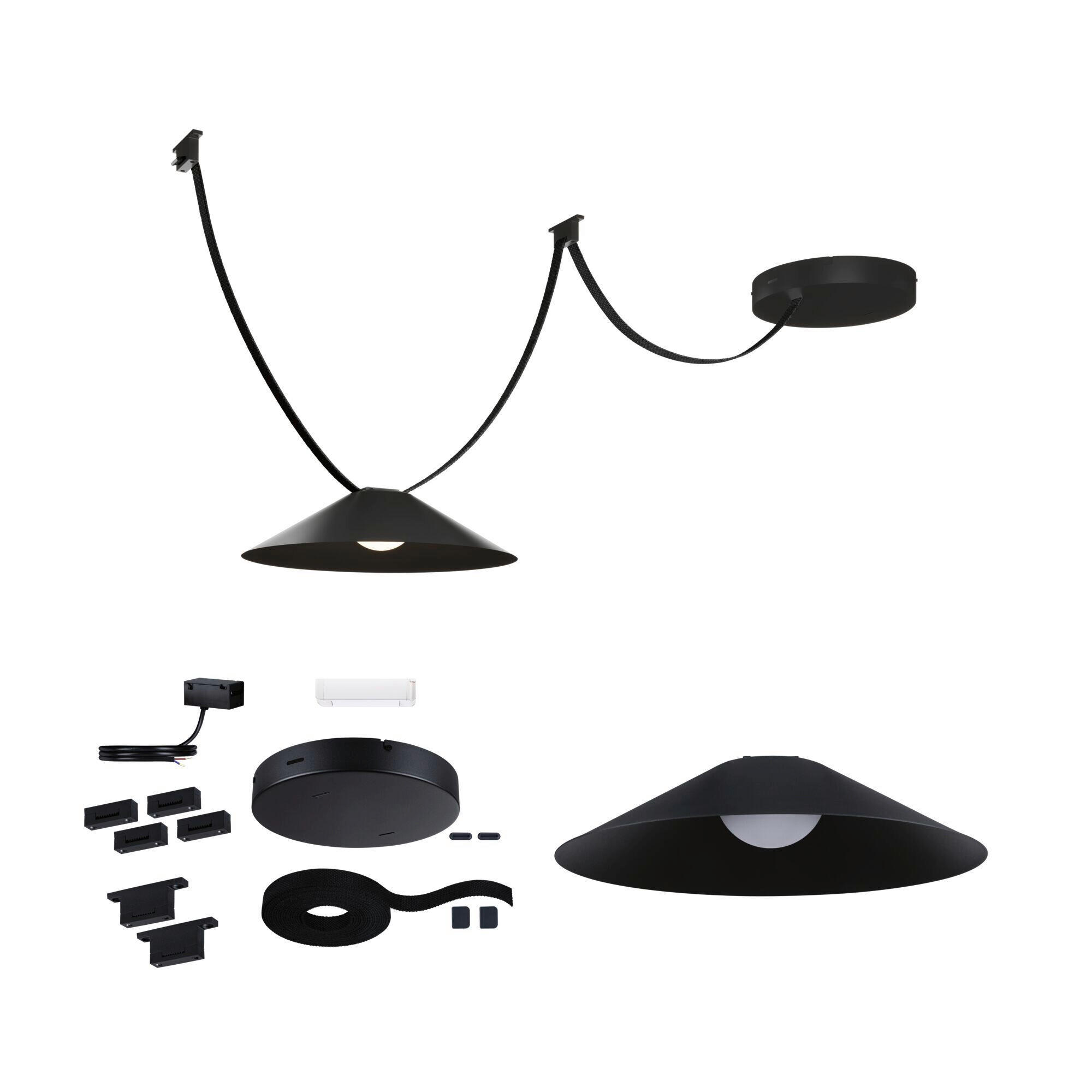 SEILSYSTEM ULine 35,0/9,0 cm  - Schwarz, Basics, Kunststoff/Metall (35,0/9,0cm) - Paulmann
