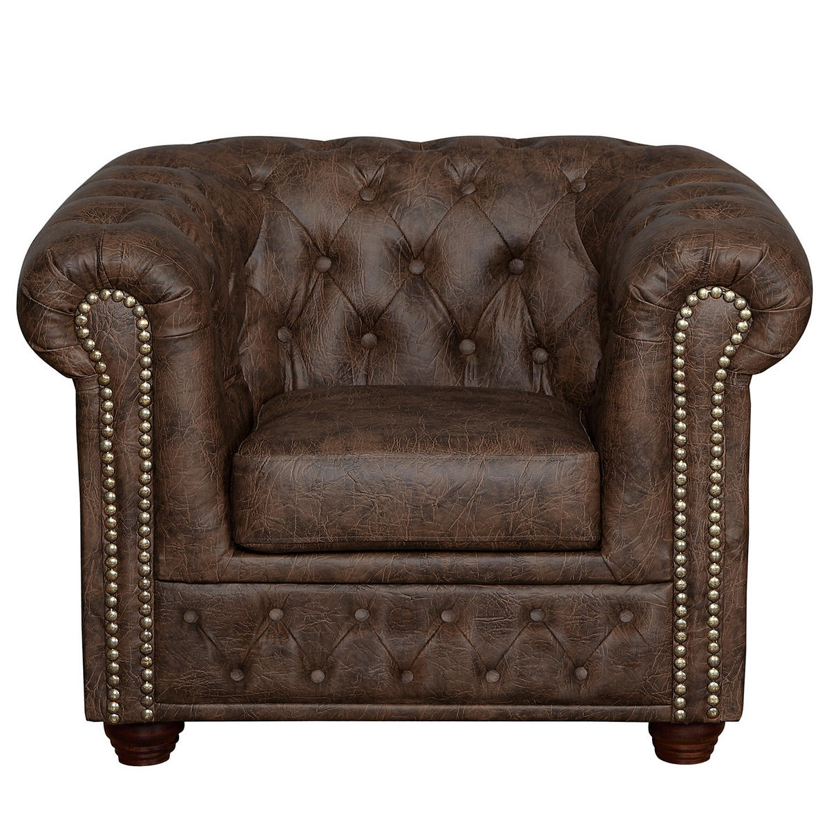SESSEL in Lederlook Dunkelbraun  - Dunkelbraun/Braun, Design, Holz/Textil (104/72/86cm) - P & B