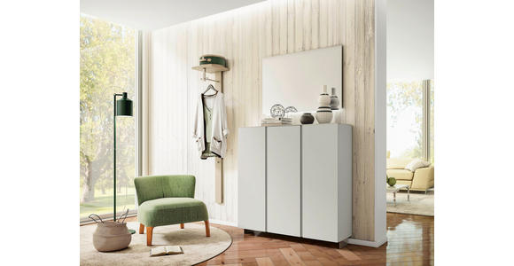 SCHUHSCHRANK Gardasee  in 120/110/33 cm  - Weiß, Design, Glas/Holzwerkstoff (120/110/33cm) - Moderano