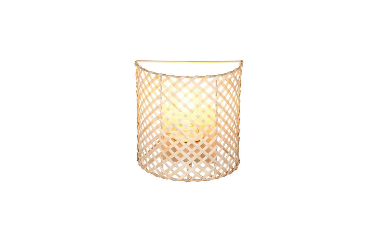 WANDLEUCHTE Bina 19/19/10,5 cm  - Beige/Naturfarben, Natur, Naturmaterialien/Metall (19/19/10,5cm)