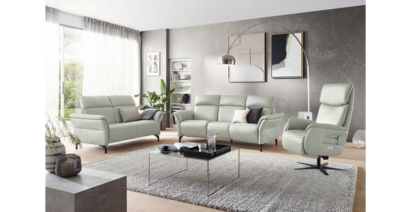 TRAPEZSOFA in Mikrofaser Hellgrau - Hellgrau/Schwarz, KONVENTIONELL, Textil/Metall (221/103/95cm) - Dieter Knoll
