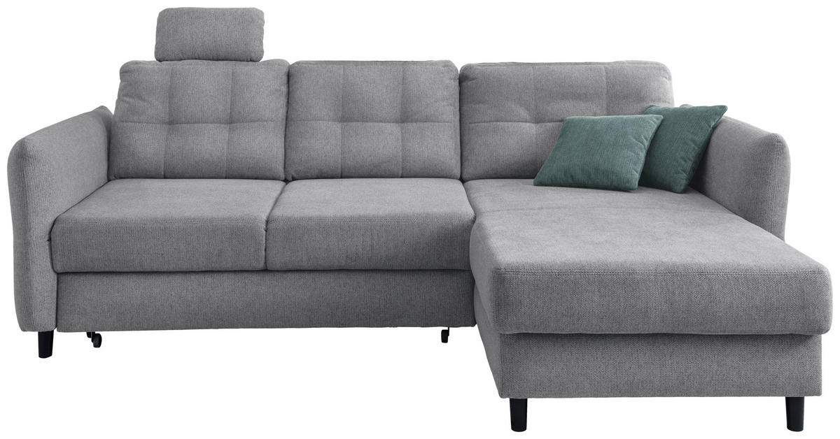 ECKSOFA Silberfarben Chenille  - Mintgrau/Silberfarben, MODERN, Holz/Textil (250-280/176cm) - Livetastic