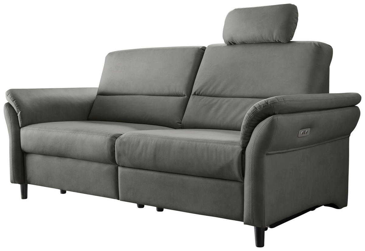 3-SITZER-SOFA in Lederlook Grau  - Schwarz/Grau, Modern, Holz/Textil (192/90/89cm) - Livetastic