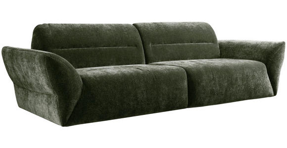 BIGSOFA Chenille Olivgrün - Schwarz/Olivgrün, KONVENTIONELL, Kunststoff/Textil (300/91/116cm) - Cantus