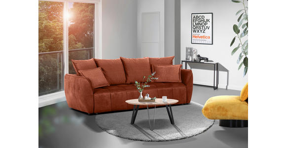 SCHLAFSOFA  mit Liegefunktion, Schlafen auf Sitzhöhe, Rücken echt Flachgewebe Rostfarben  - Rostfarben/Schwarz, KONVENTIONELL, Kunststoff/Textil (250/70/118cm) - Carryhome