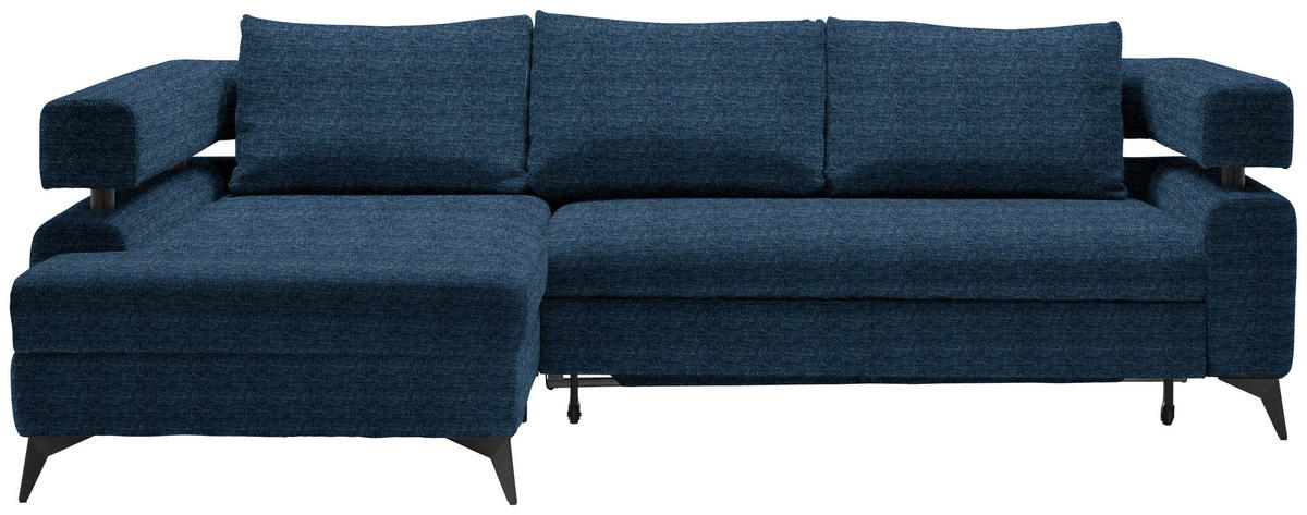HÖRNSOFFA i chenille mörkblå  - svart/mörkblå, Klassisk, metall/textil (184/265cm) - MID.YOU