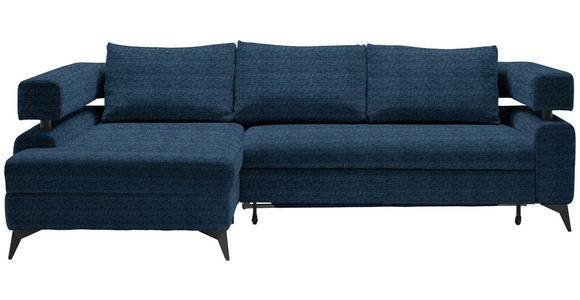 ECKSOFA in Chenille Dunkelblau - Schwarz/Dunkelblau, KONVENTIONELL, Textil/Metall (184/265cm) - Hom`in