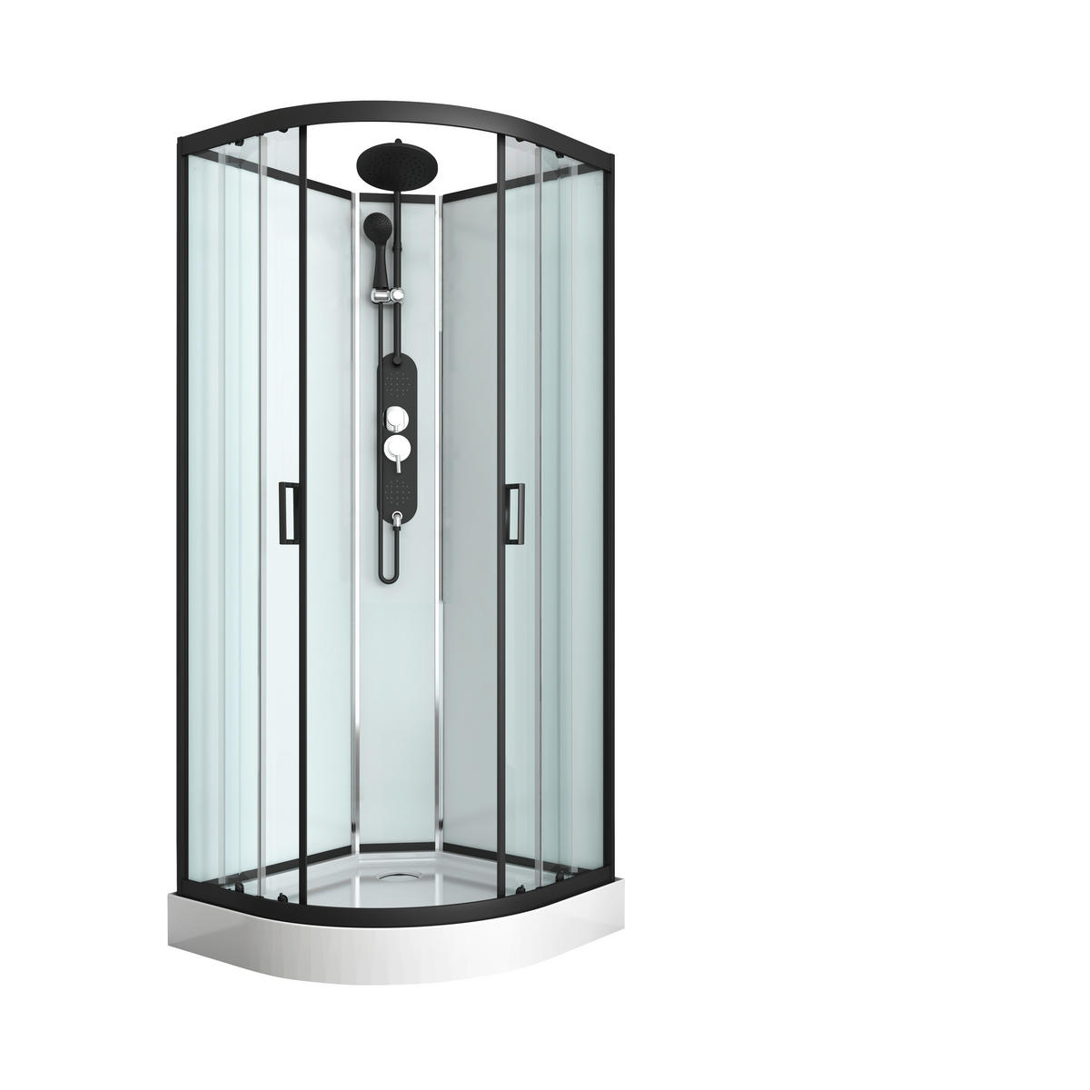 DUSCHKABINE  in Schwarz  - Schwarz, MODERN, Glas/Metall (90/90/230cm) - Sanotechnik