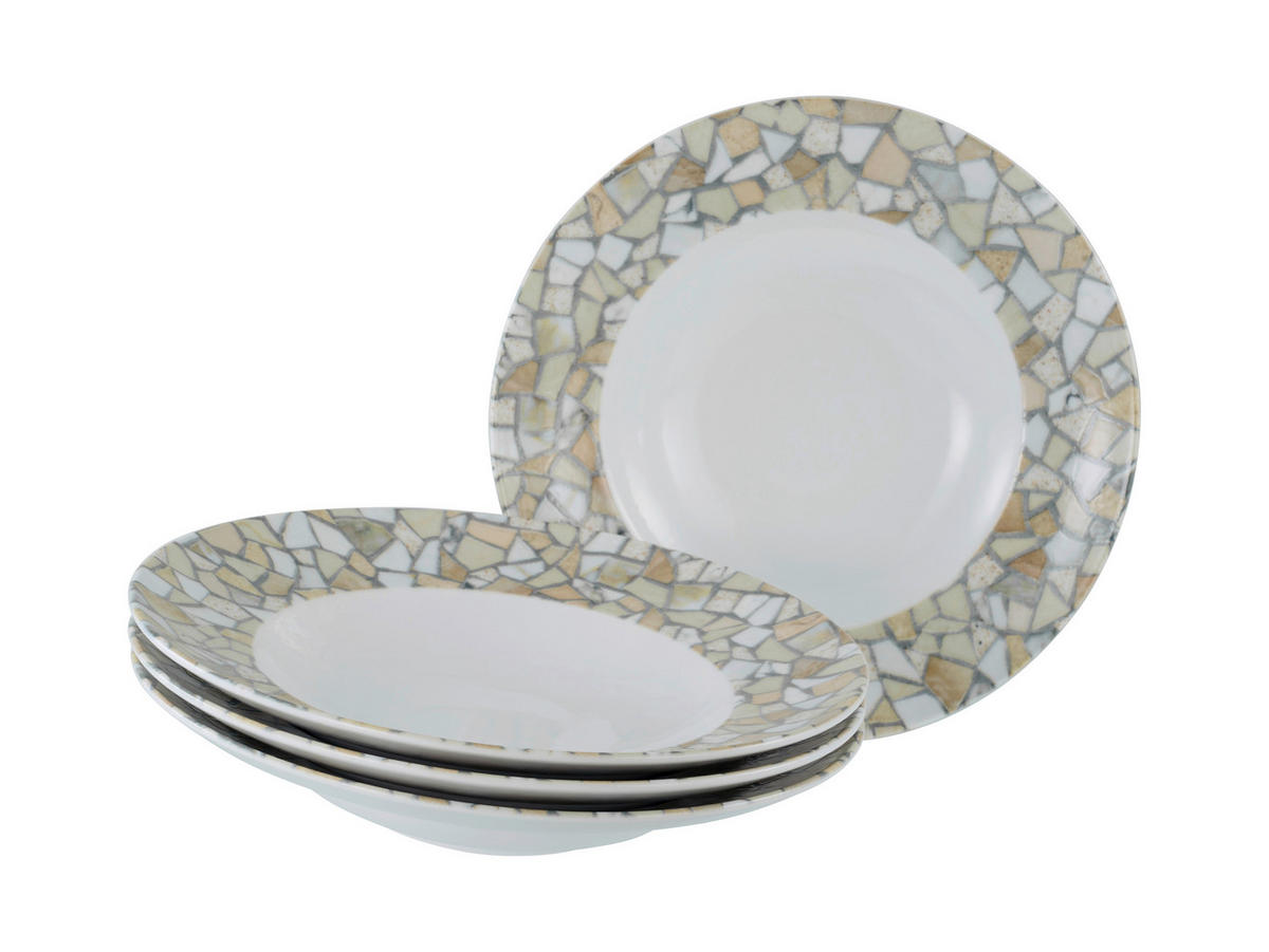 PASTATELLER Weiß, Beige Stone Collection Siena 4-teilig  - Beige/Weiß, Basics, Keramik - Creatable