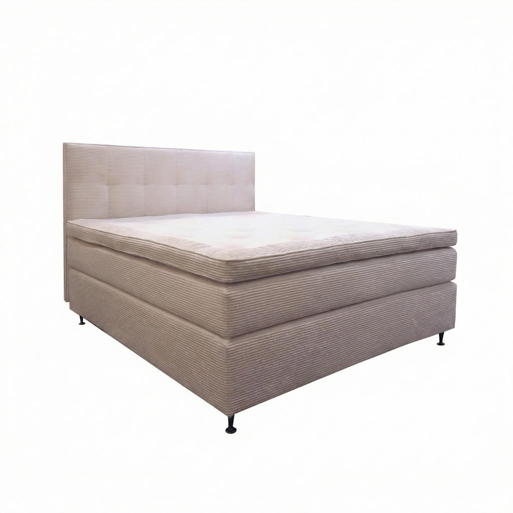 KONTINENTALSÄNG 180/200 cm  i cremefärgad  - svart/cremefärgad, Klassisk, metall/trä (180/200cm) - Cassando