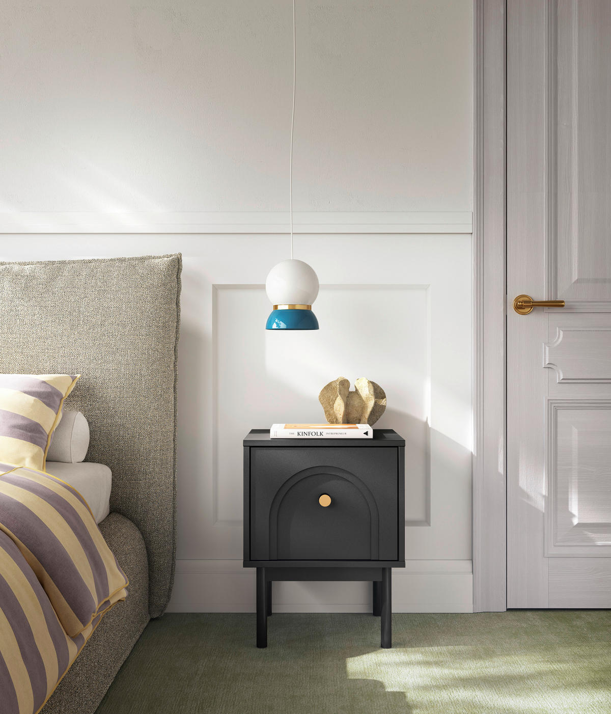 NACHTSCHRANK 41,5/53,5/39 cm  - Goldfarben/Schwarz, Design, Holzwerkstoff/Metall (41,5/53,5/39cm) - Boxxx