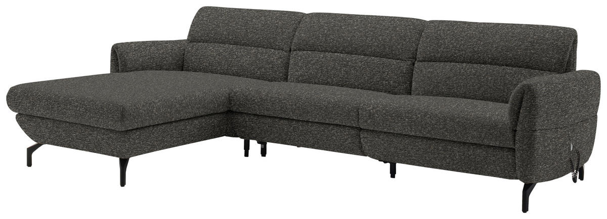 ECKSOFA in Chenille Dunkelbraun  187/299 cm  - Dunkelbraun/Schwarz, Design, Textil/Metall (187/299cm) - Schöner Wohnen