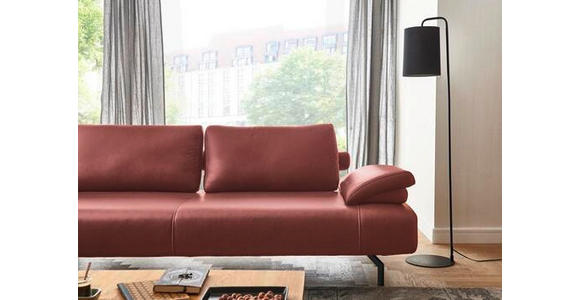 ECKSOFA Weinrot Echtleder  - Anthrazit/Weinrot, Design, Leder/Metall (325/255cm) - Dieter Knoll