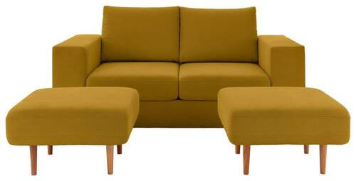 2,5-SITZER inkl. Hocker in Webstoff Gelb - Eichefarben/Gelb, Design, Holz/Textil (192/96/107cm) - LOOKS by W.Joop