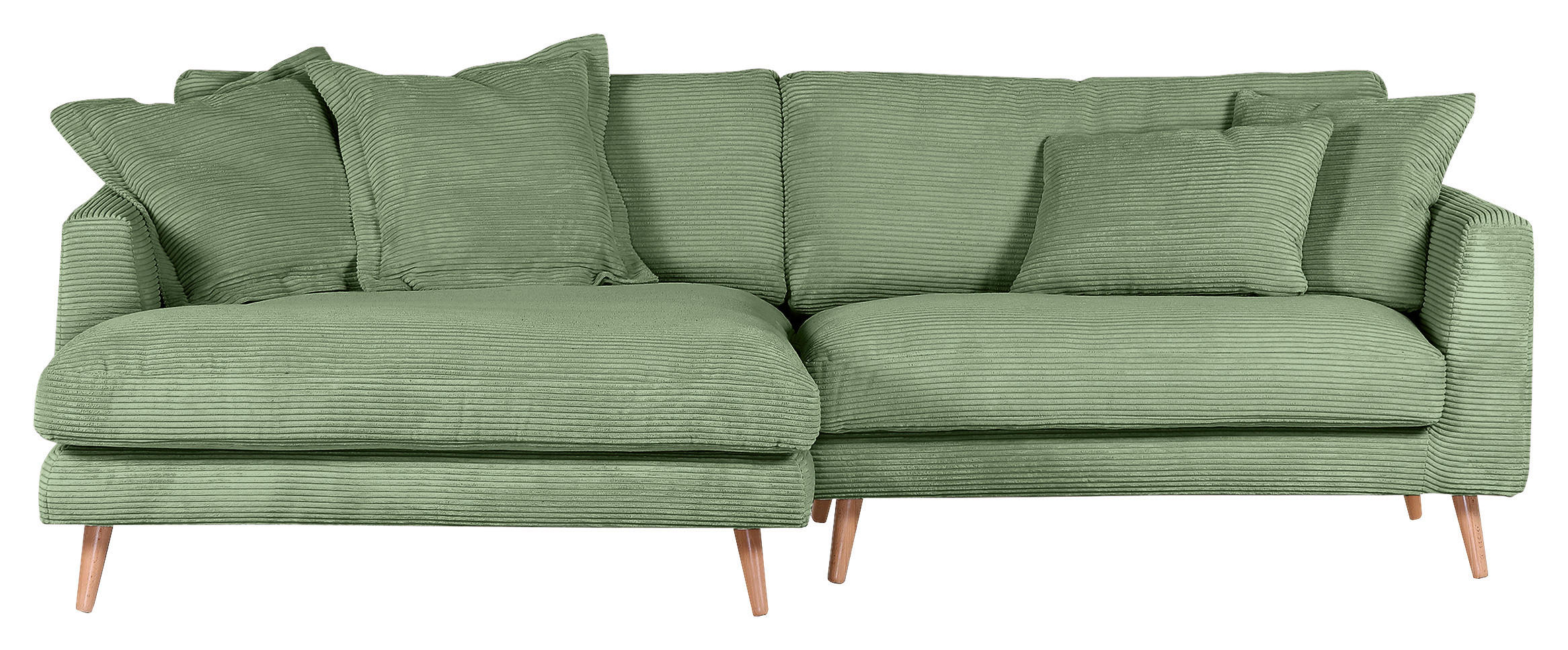 ECKSOFA Olivgrün Cord  - Naturfarben/Olivgrün, ROMANTIK / LANDHAUS, Holz/Textil (140/270cm) - Landscape