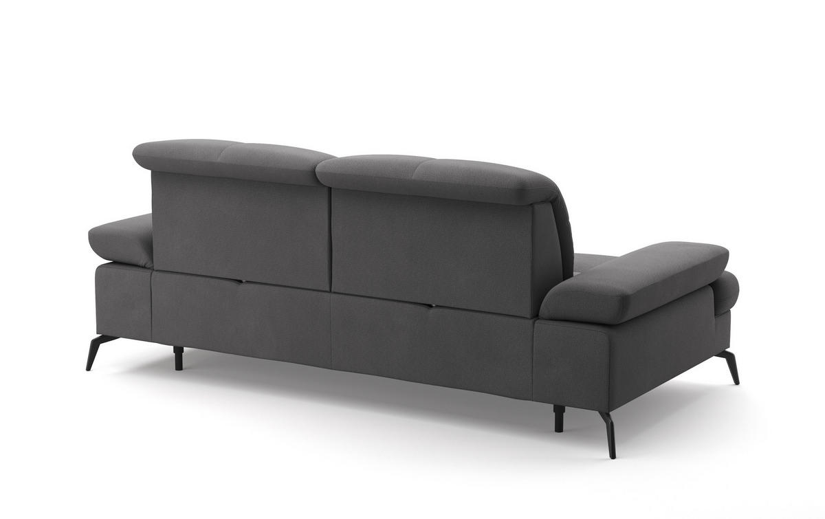 2,5-SITZER in Flachgewebe Grau  - Schwarz/Grau, Konventionell, Textil/Metall (202/90/122cm) - Sit & More