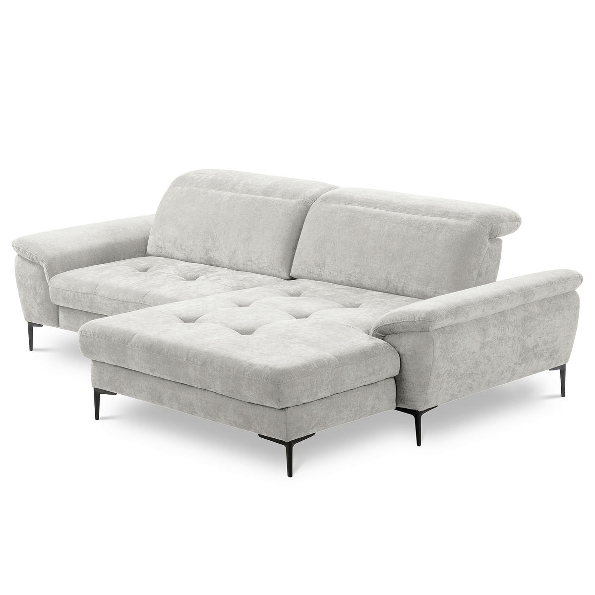 ECKSOFA  Webstoff Grau  - Schwarz/Grau, Design, Textil/Metall (268/195cm) - Livetastic