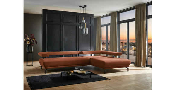 ECKSOFA in Chenille Rostfarben  305/224 cm  - Rostfarben/Schwarz, Design, Textil/Metall (305/224cm) - Dieter Knoll